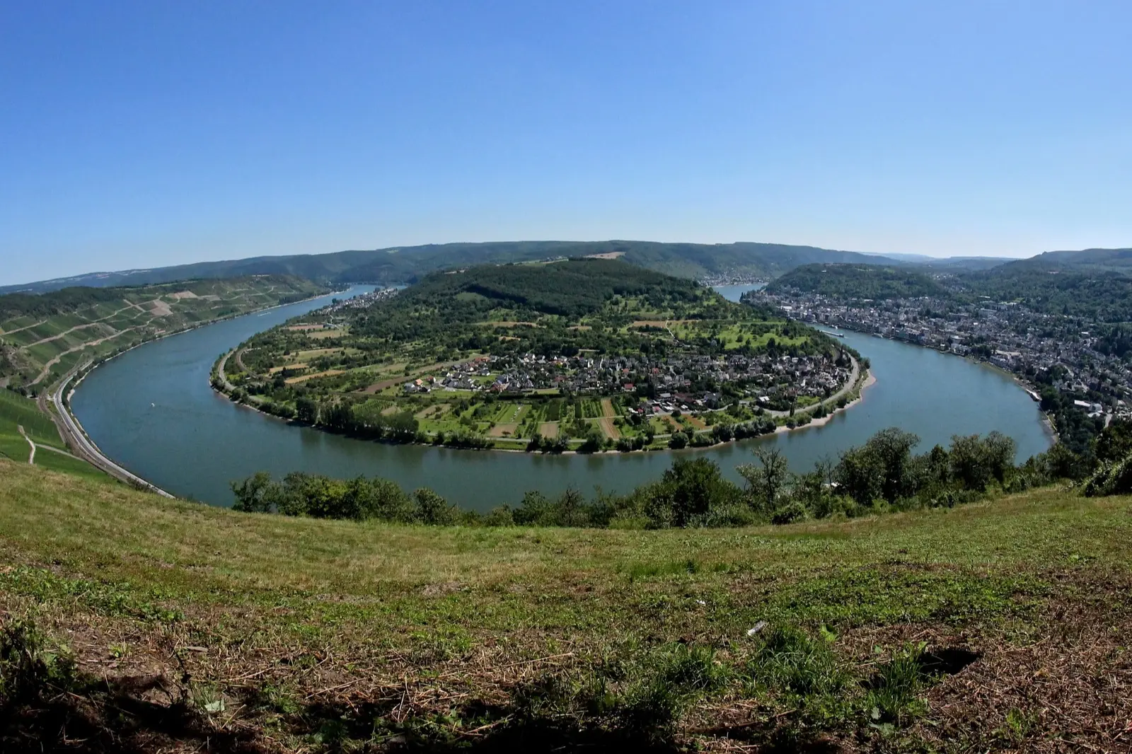 Rheinschleife bei Boppard, Blick vom Gedeonseck auf den Bopparder Hamm am Mittelrhein